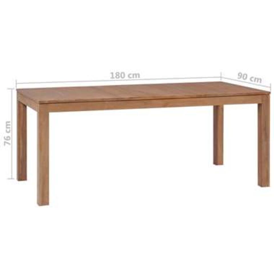 vidaXL Eettafel 180x90x76 cm teakhout met natuurlijke afwerking