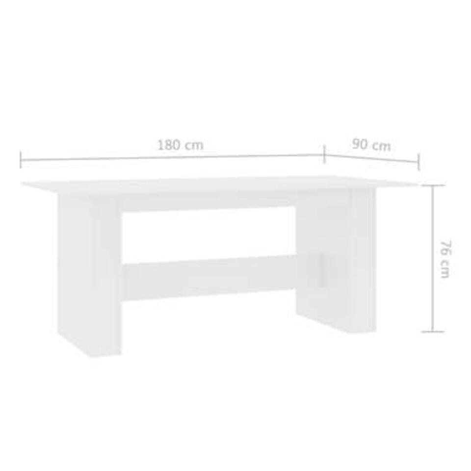 vidaXL Eettafel 180x90x76 cm bewerkt hout wit